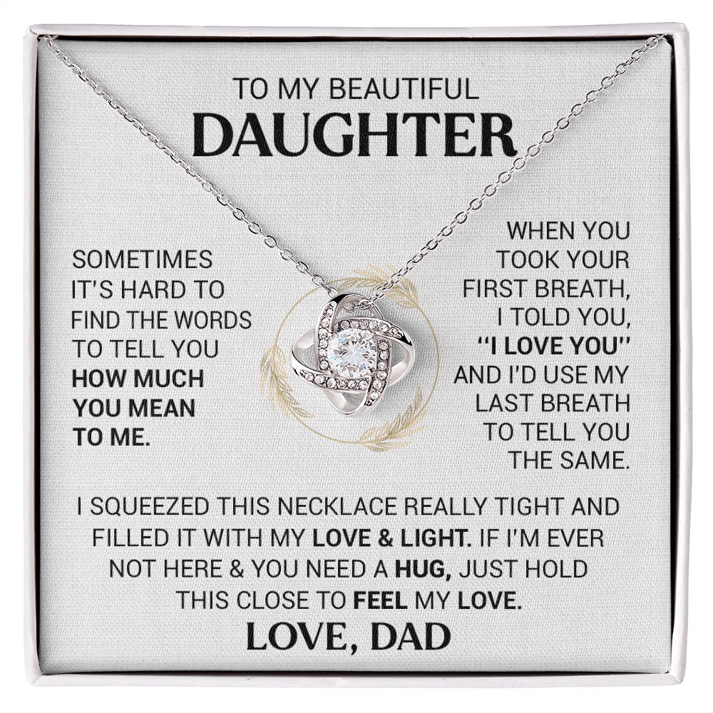 To My Lovely Daughter Feel My Love From Mom Love Knot Necklace