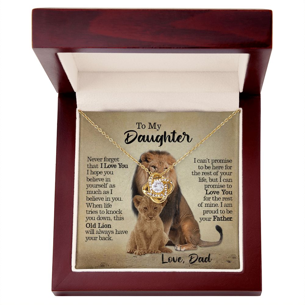 To My Daughter - This Old Lion Will Always Have Your Back - Love Knot Necklace