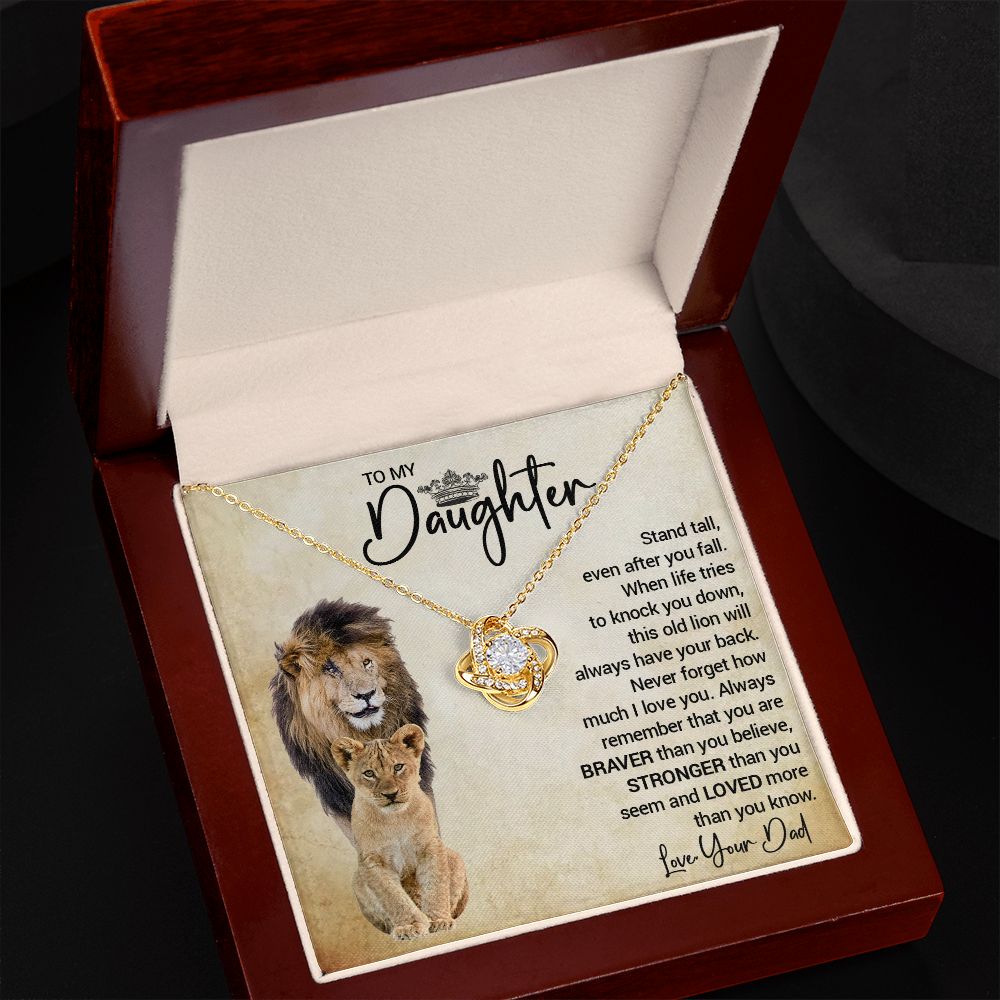 To My Daughter - Stand Tall Even After You Fall - Love Knot Necklace