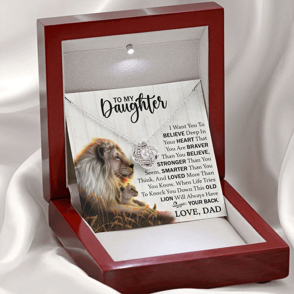 To My Daughter - You Are Braver Than You Believe - Love Knot Necklace