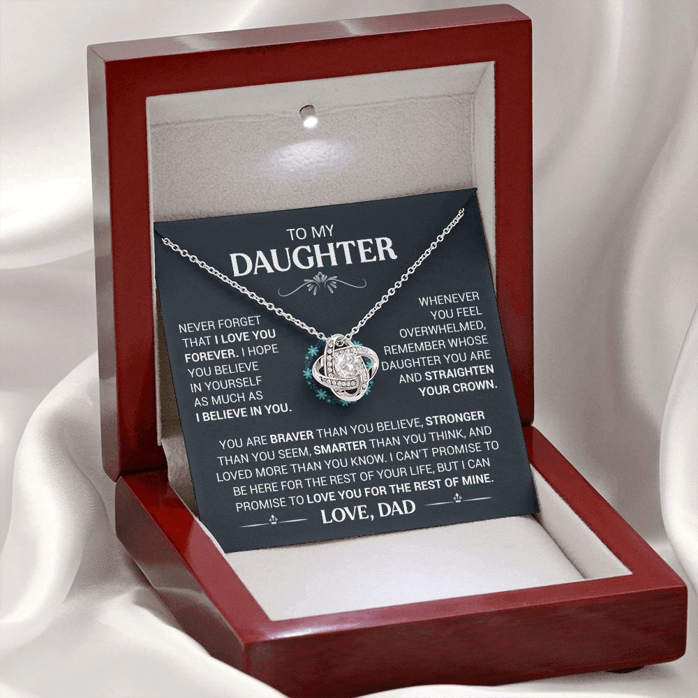 To My Daughter - Straighten Your Crown - Love Knot Necklace
