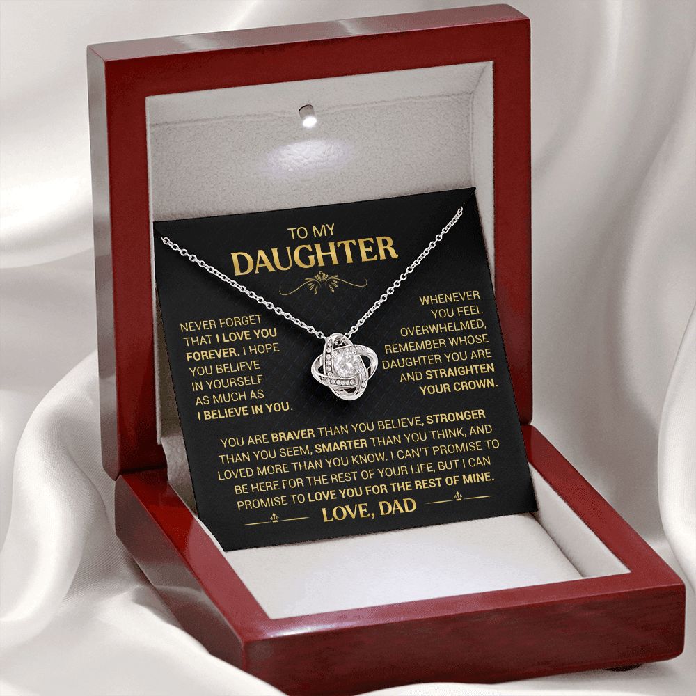 To My Daughter - Straighten Your Crown - Love Knot Necklace
