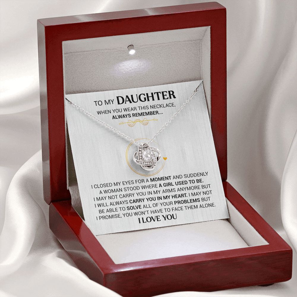 To My Daughter - Carry You In My Heart - Love Knot Necklace