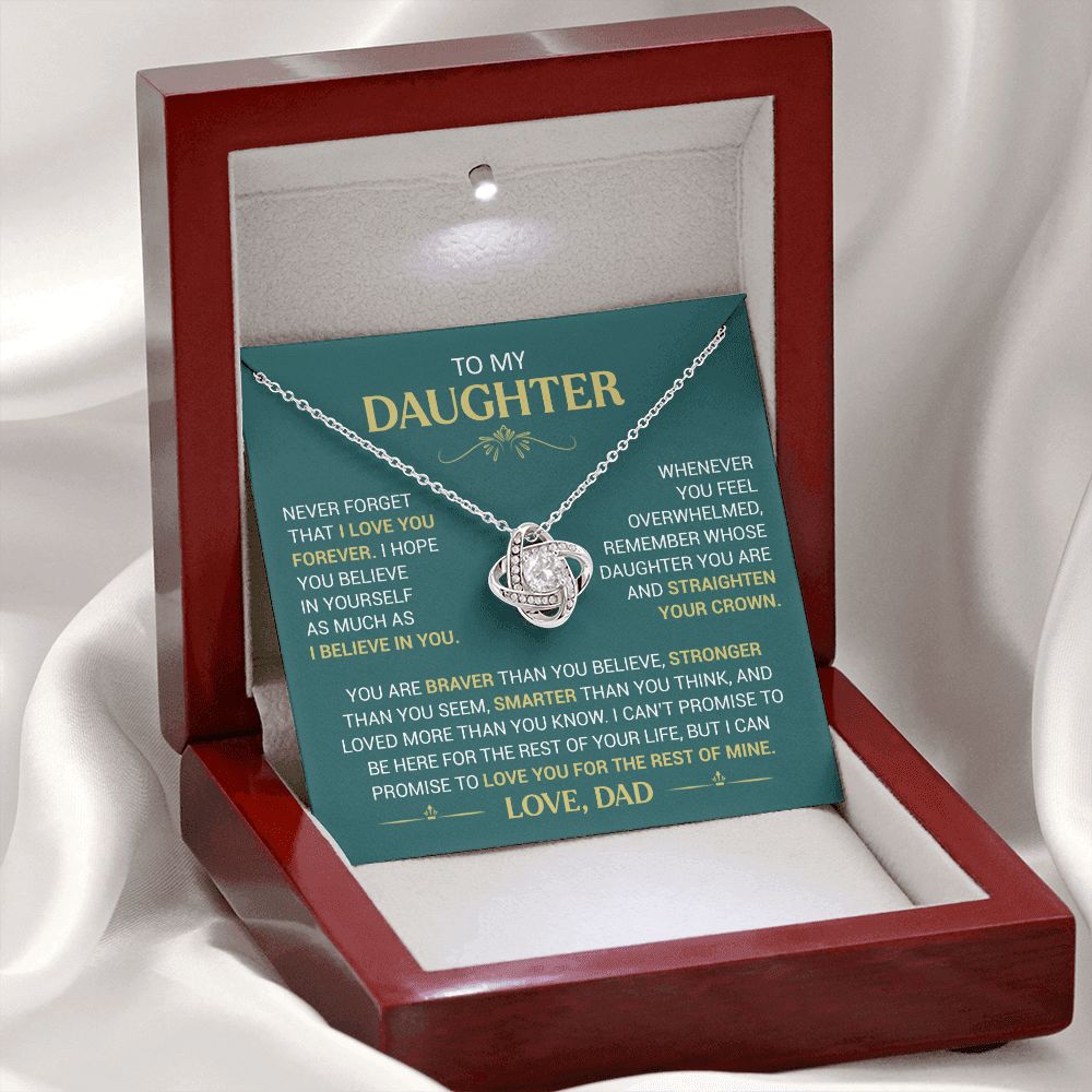 To My Daughter - Straighten Your Crown - Love Knot Necklace