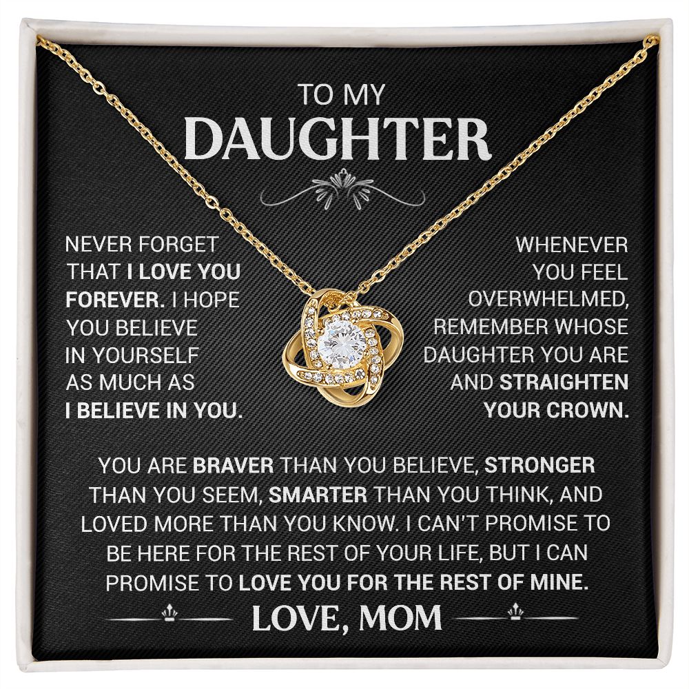 To My Daughter - Believe In Yourself - Love Knot Necklace