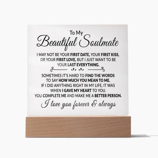 To My Soulmate - I Love You - Acrylic Plaque