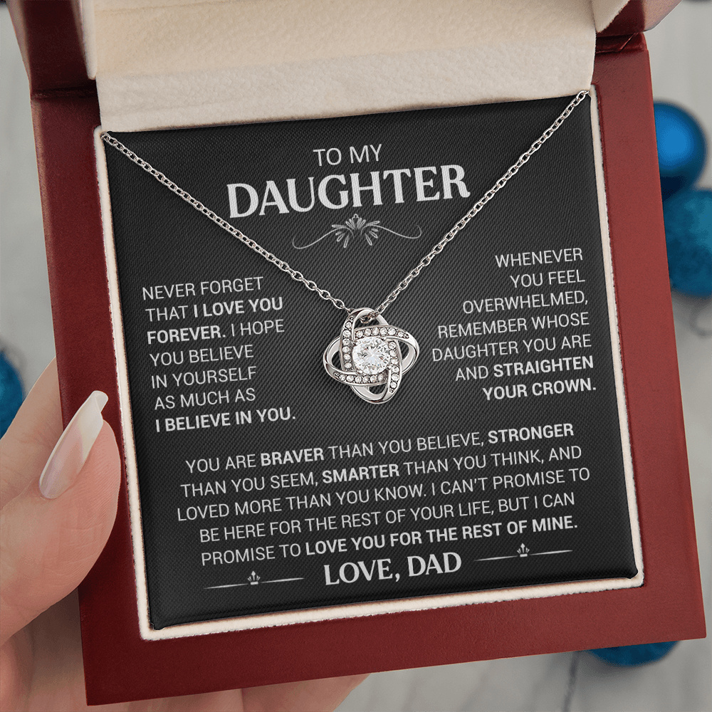 To My Beautiful Daughter - This Old Lion Will Always Have Your Back - Love Knot Necklace