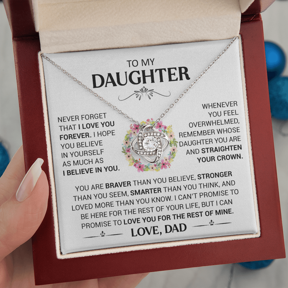 To My Daughter - Straighten Your Crown - Love Knot Necklace