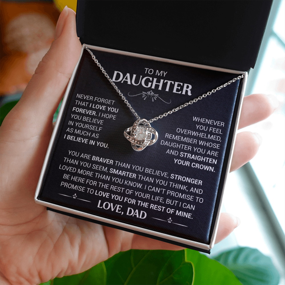 To My Beautiful Daughter - This Old Lion Will Always Have Your Back - Love Knot Necklace