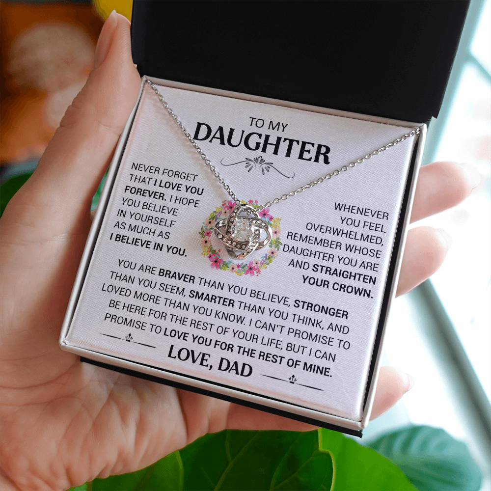To My Daughter - Straighten Your Crown - Love Knot Necklace