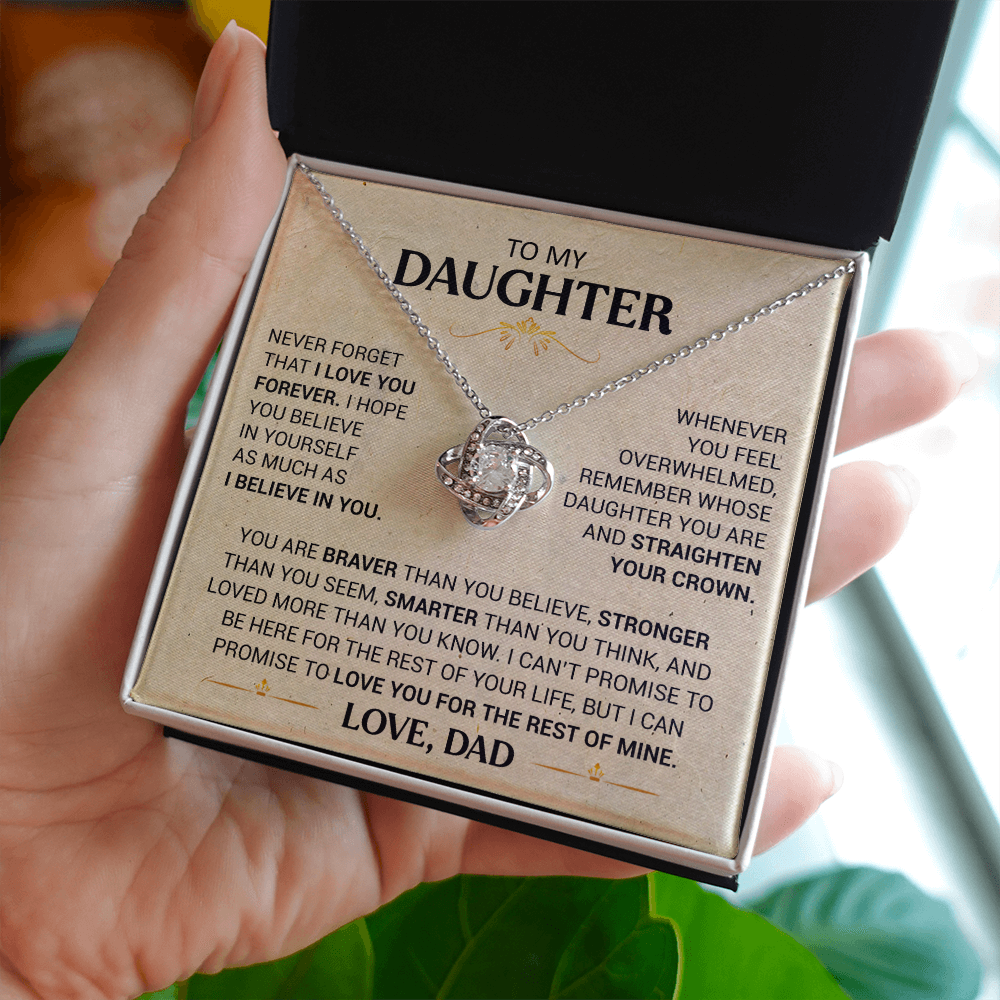 To My Daughter - Straighten Your Crown - Love Knot Necklace