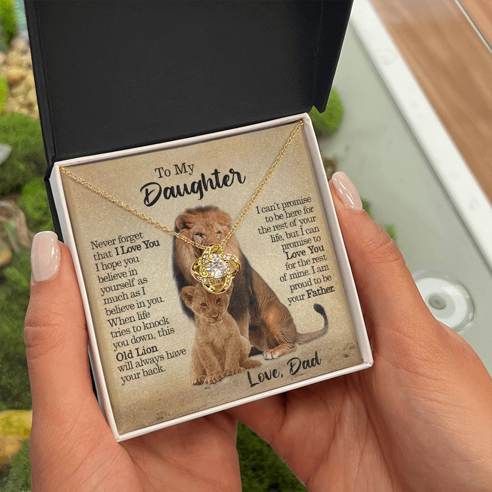 To My Daughter - This Old Lion Will Always Have Your Back - Love Knot Necklace