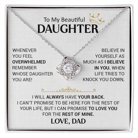 To My Beautiful Daughter - Believe In Yourself - Love Knot Necklace