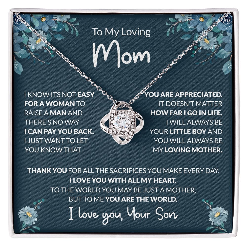 To My Loving Mom - World To Me - Love Knot Necklace