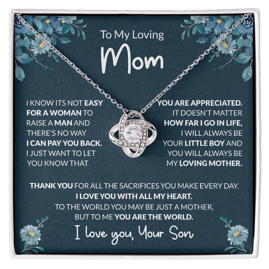 To My Loving Mom - World To Me - Love Knot Necklace