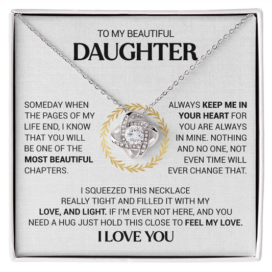 To My Beautiful Daughter - Always Keep Me In Your Heart - Love Knot Necklace
