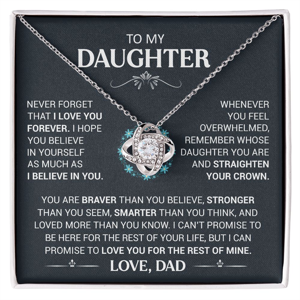 To My Daughter - Straighten Your Crown - Love Knot Necklace