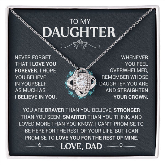 To My Daughter - Straighten Your Crown - Love Knot Necklace