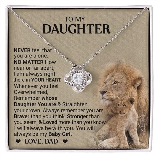 To My Daughter - Stronger Than You Seem - Love Knot Necklace