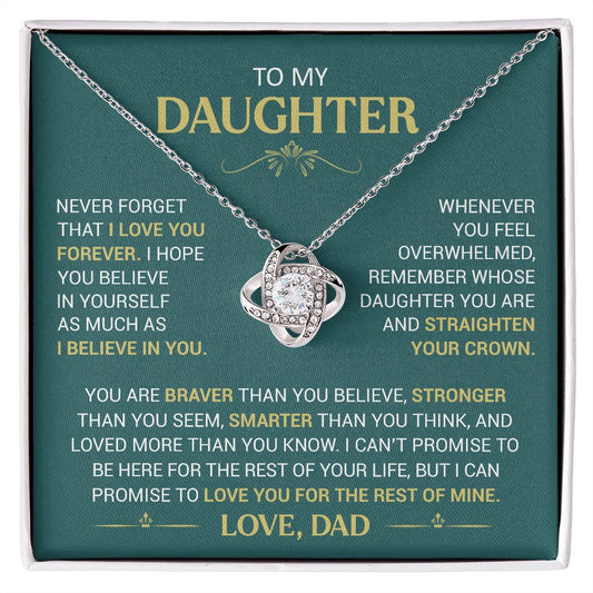 To My Daughter - Straighten Your Crown - Love Knot Necklace