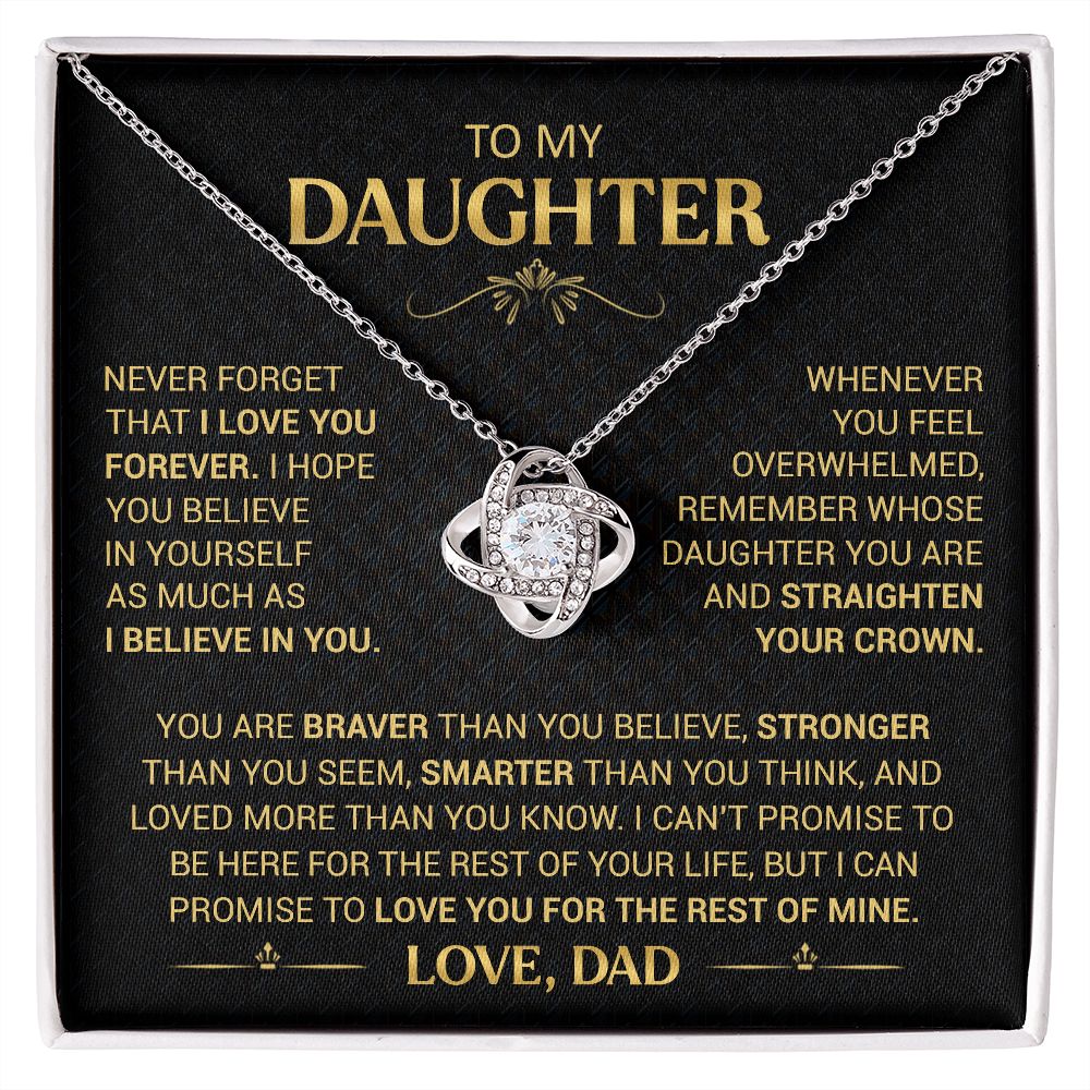 To My Daughter - Straighten Your Crown - Love Knot Necklace