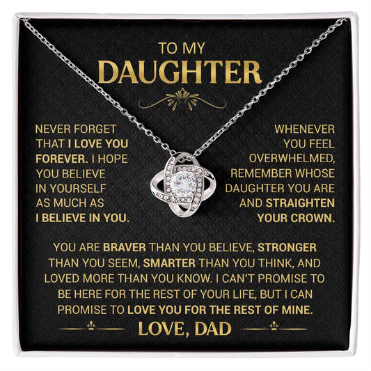 To My Daughter - Straighten Your Crown - Love Knot Necklace