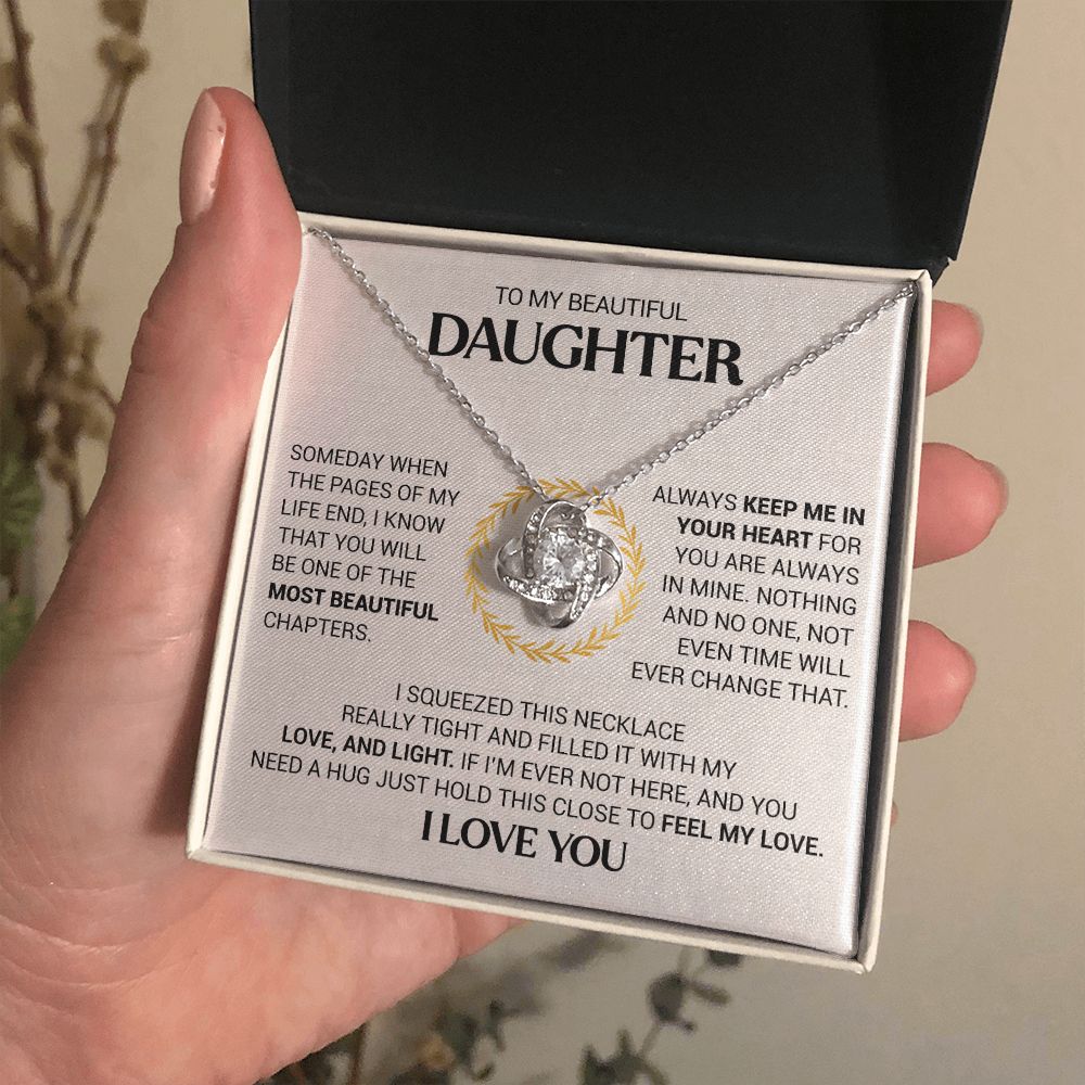 To My Beautiful Daughter - Always Keep Me In Your Heart - Love Knot Necklace