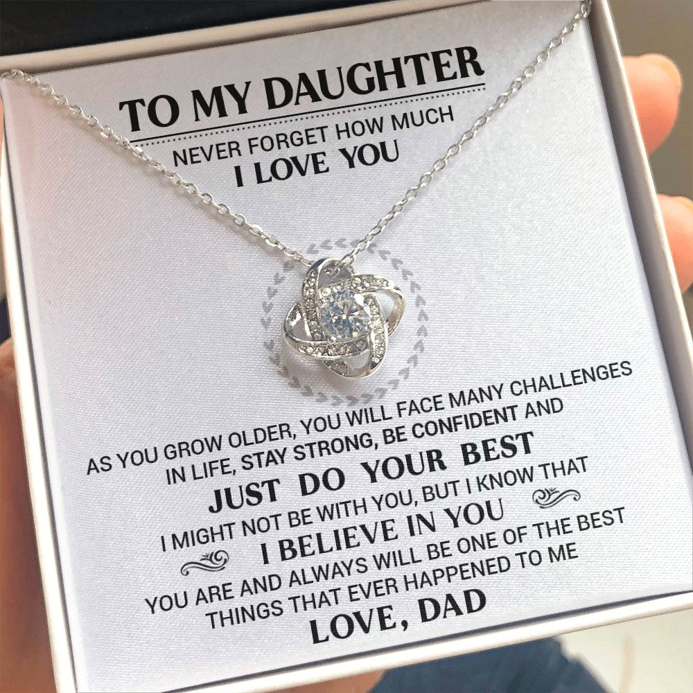 To My Daughter - I Believe In You - Love Knot Necklace