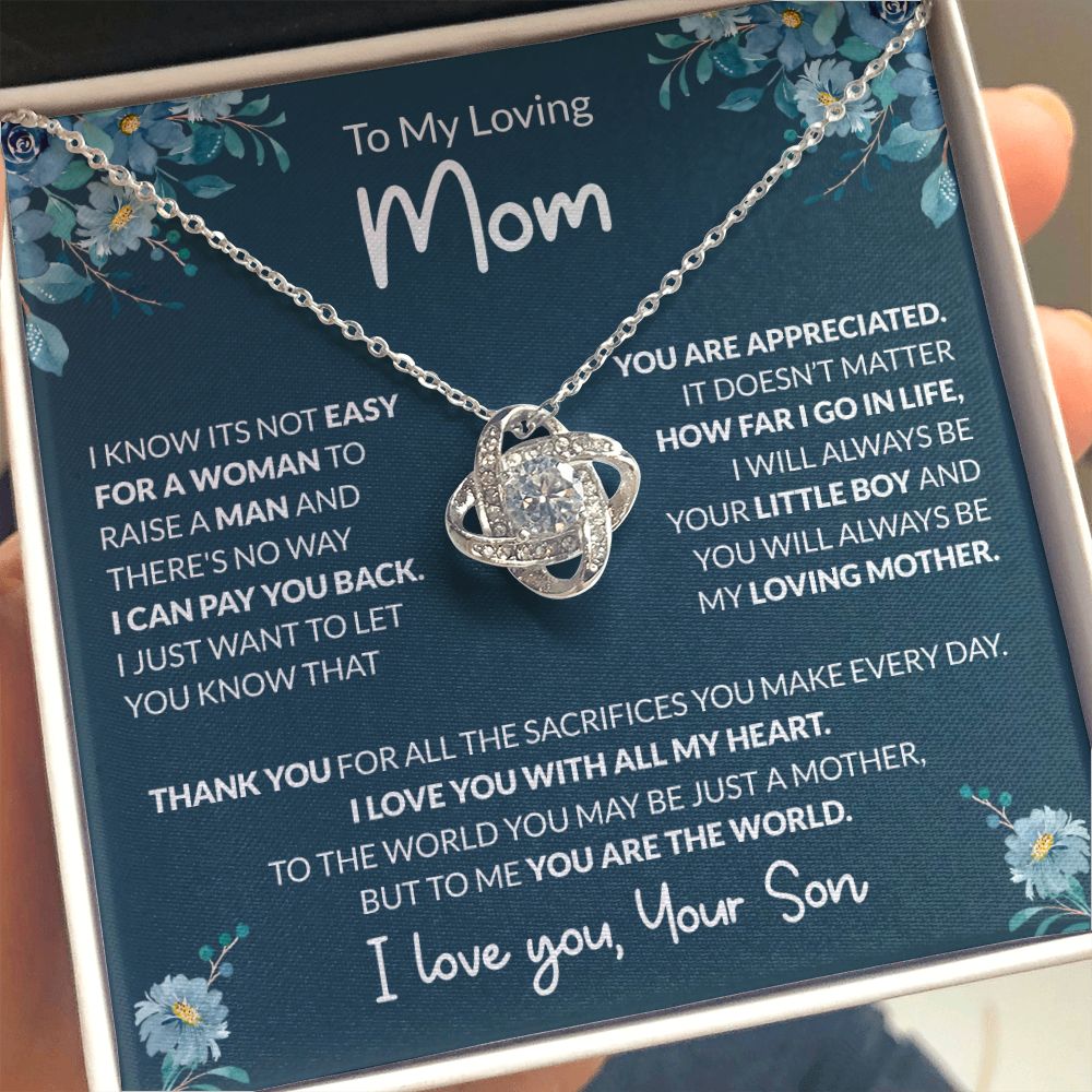 To My Loving Mom - World To Me - Love Knot Necklace