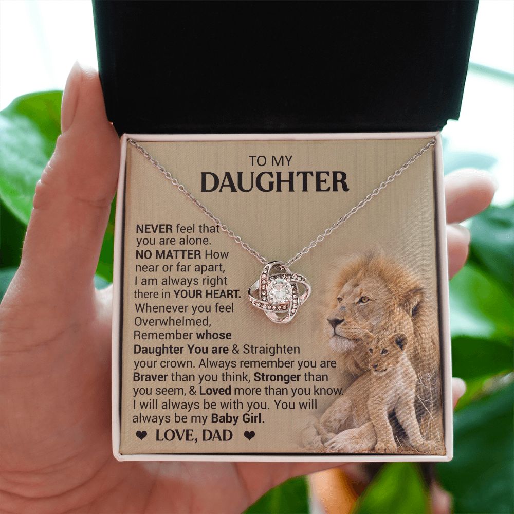 To My Daughter - Stronger Than You Seem - Love Knot Necklace