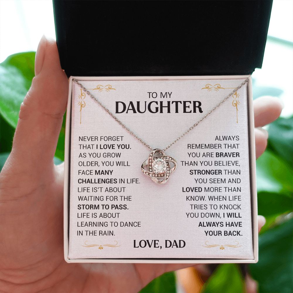 To My Daughter - I Will Always Have Your Back - Love Knot Necklace