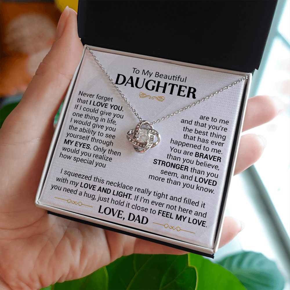 To My Beautiful Daughter - See Yourself Though My Eyes - Love Knot Necklace
