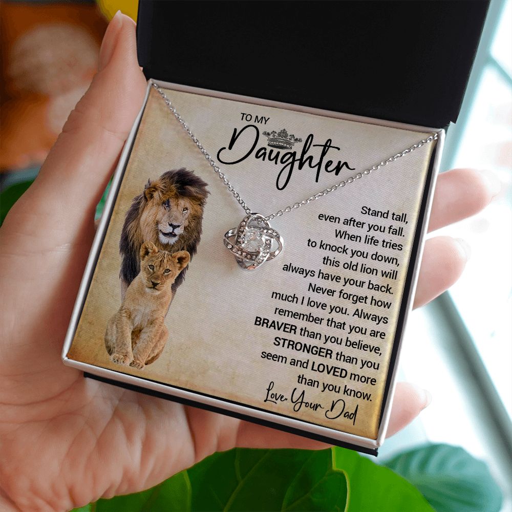 To My Daughter - Stand Tall Even After You Fall - Love Knot Necklace