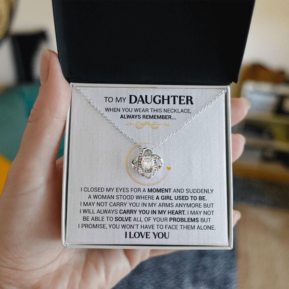 To My Daughter - Carry You In My Heart - Love Knot Necklace