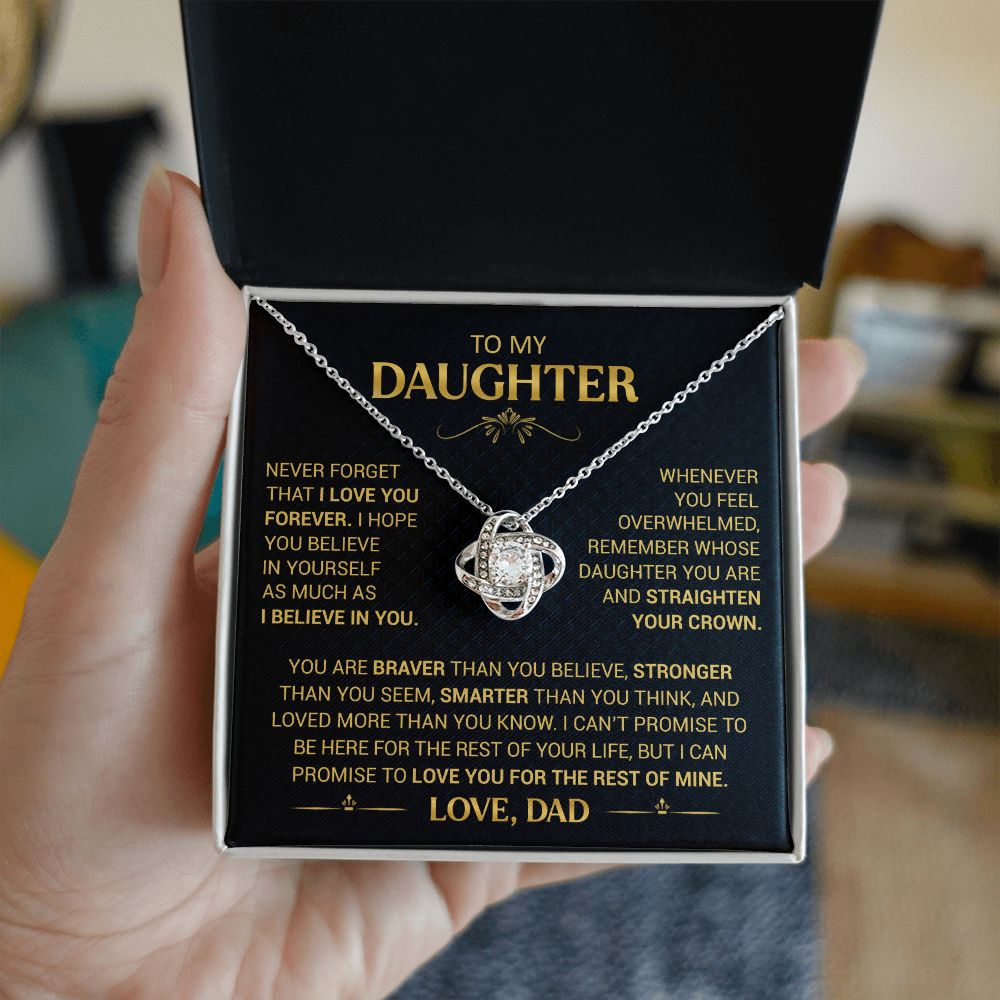 To My Daughter - Straighten Your Crown - Love Knot Necklace