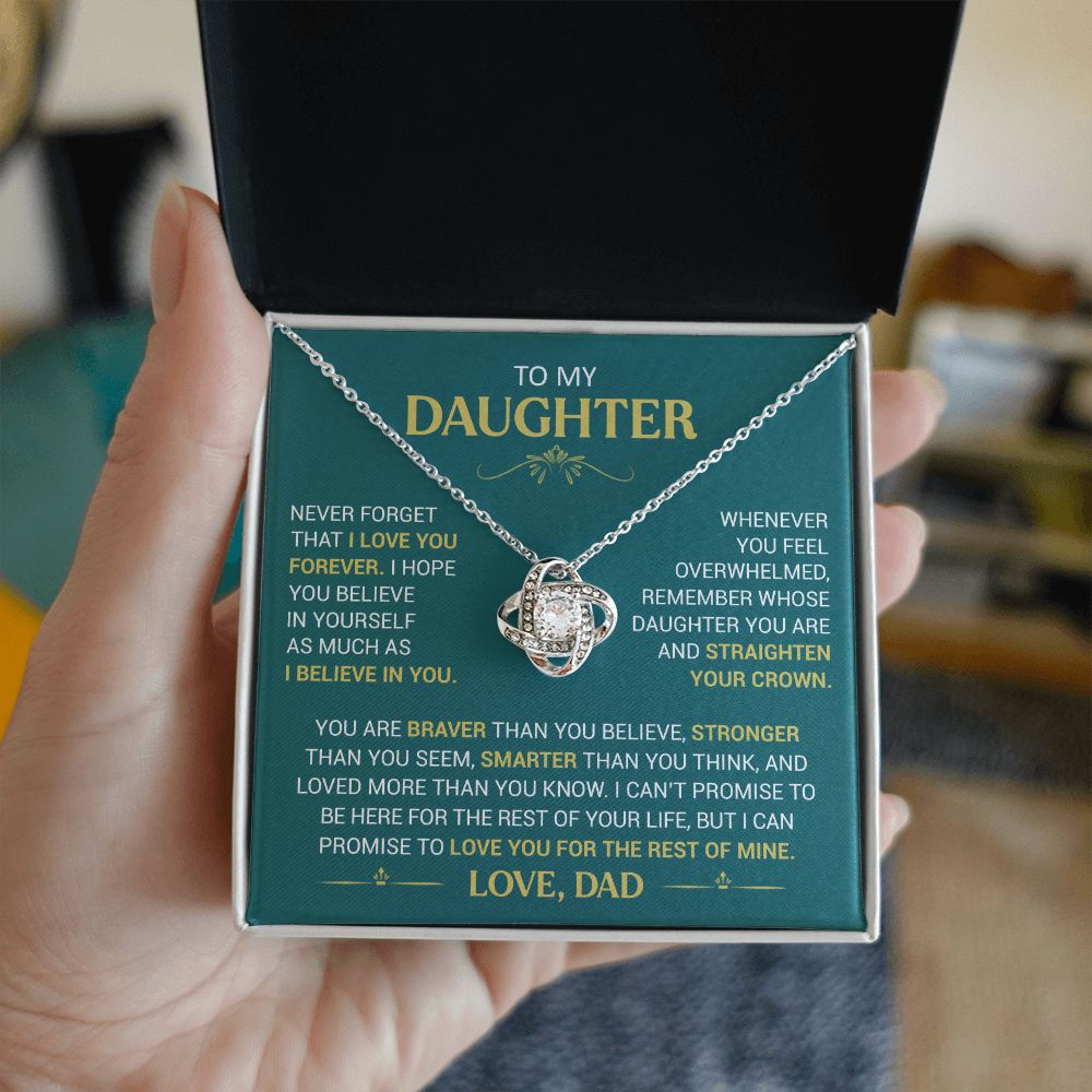 To My Daughter - Straighten Your Crown - Love Knot Necklace