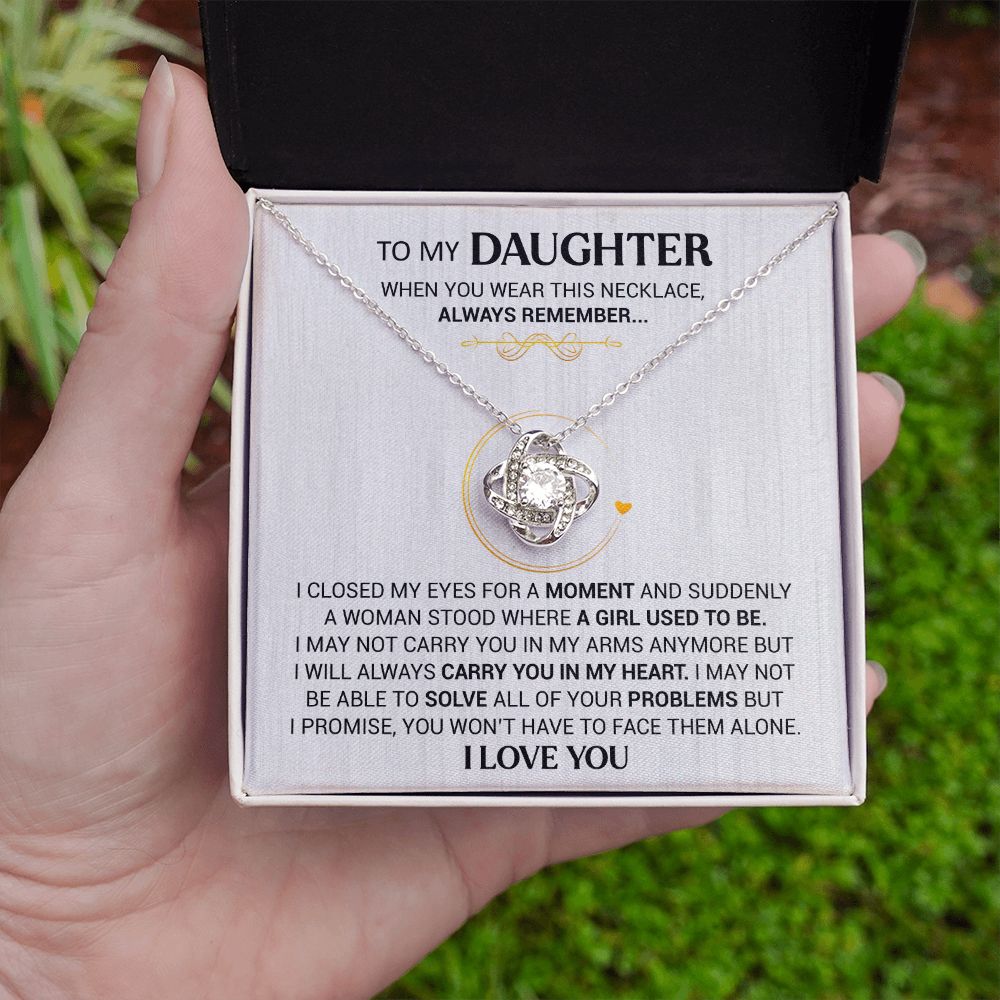 To My Daughter - Carry You In My Heart - Love Knot Necklace