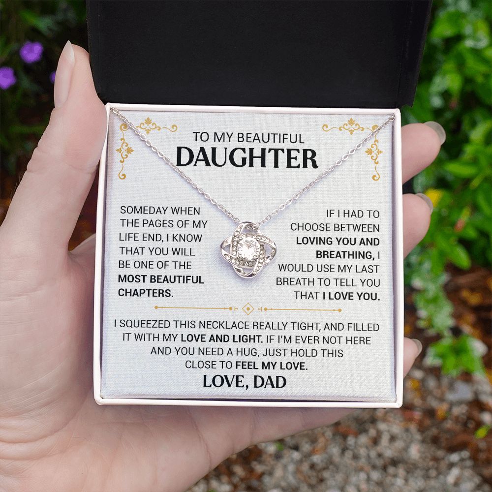 To My Beautiful Daughter - Hold This Close - Love Knot Necklace