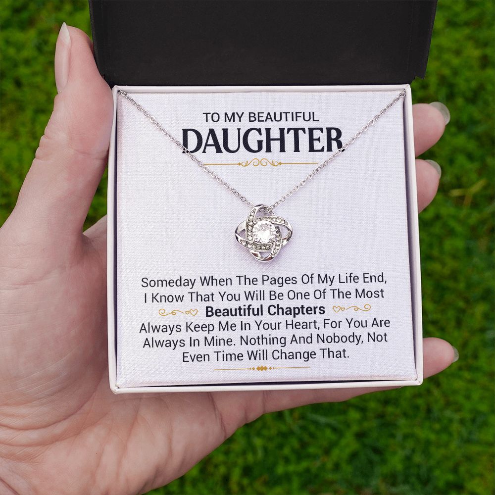 To My Beautiful Daughter - Pages Of My Life - Love Knot Necklace