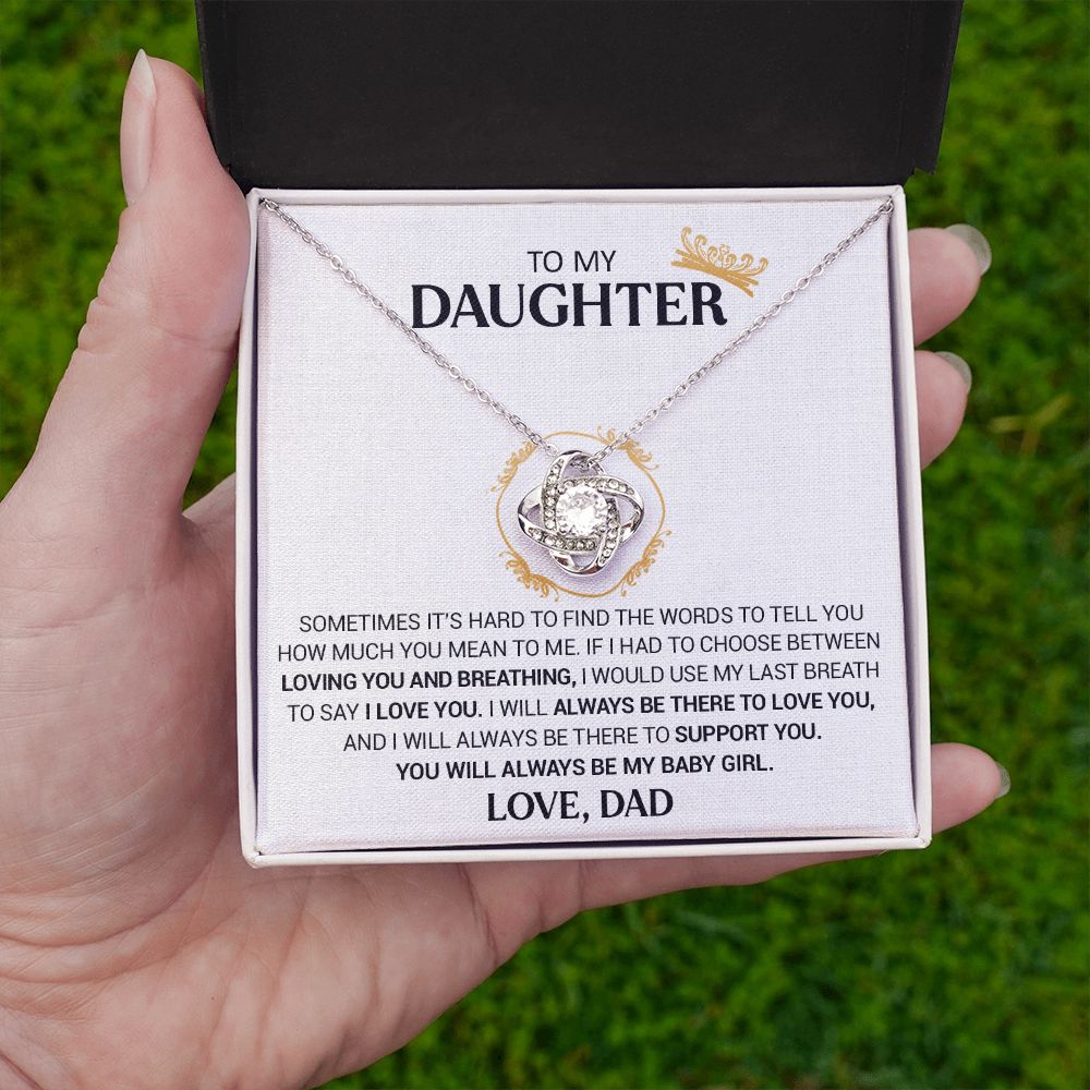 To My Daughter - I Will Always Be There - Love Knot Necklace