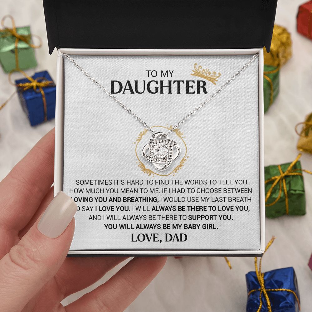 To My Daughter - I Will Always Be There - Love Knot Necklace
