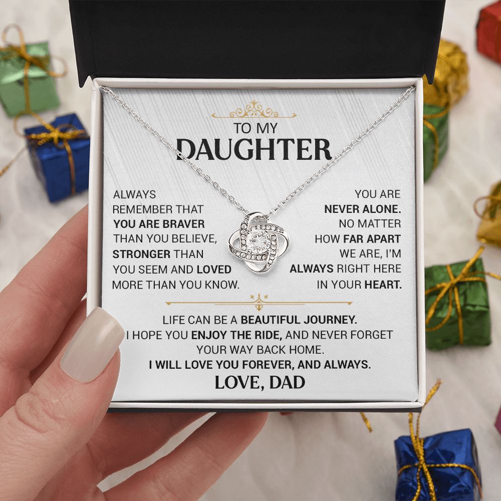 To My Daughter - You Are Never Alone - Love Knot Necklace