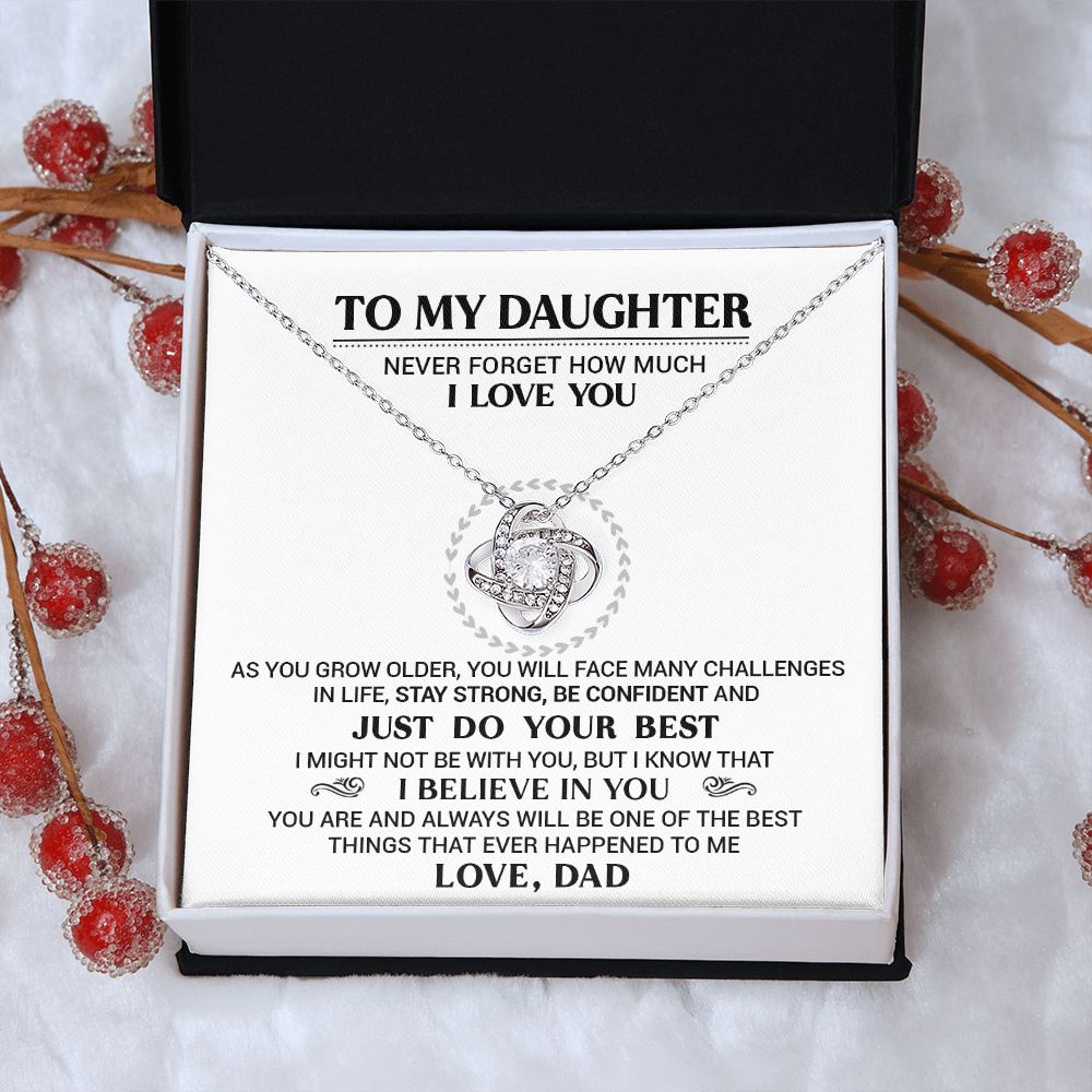 To My Daughter - I Believe In You - Love Knot Necklace