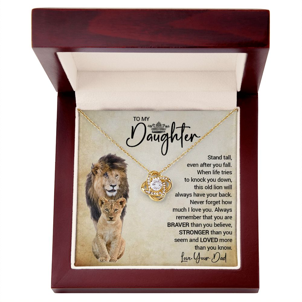 To My Daughter - Stand Tall Even After You Fall - Love Knot Necklace