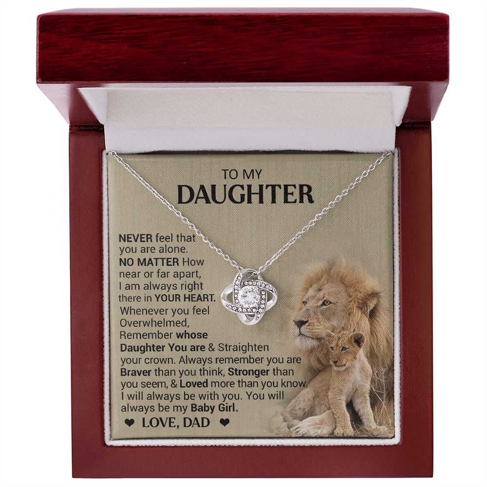To My Daughter - Stronger Than You Seem - Love Knot Necklace