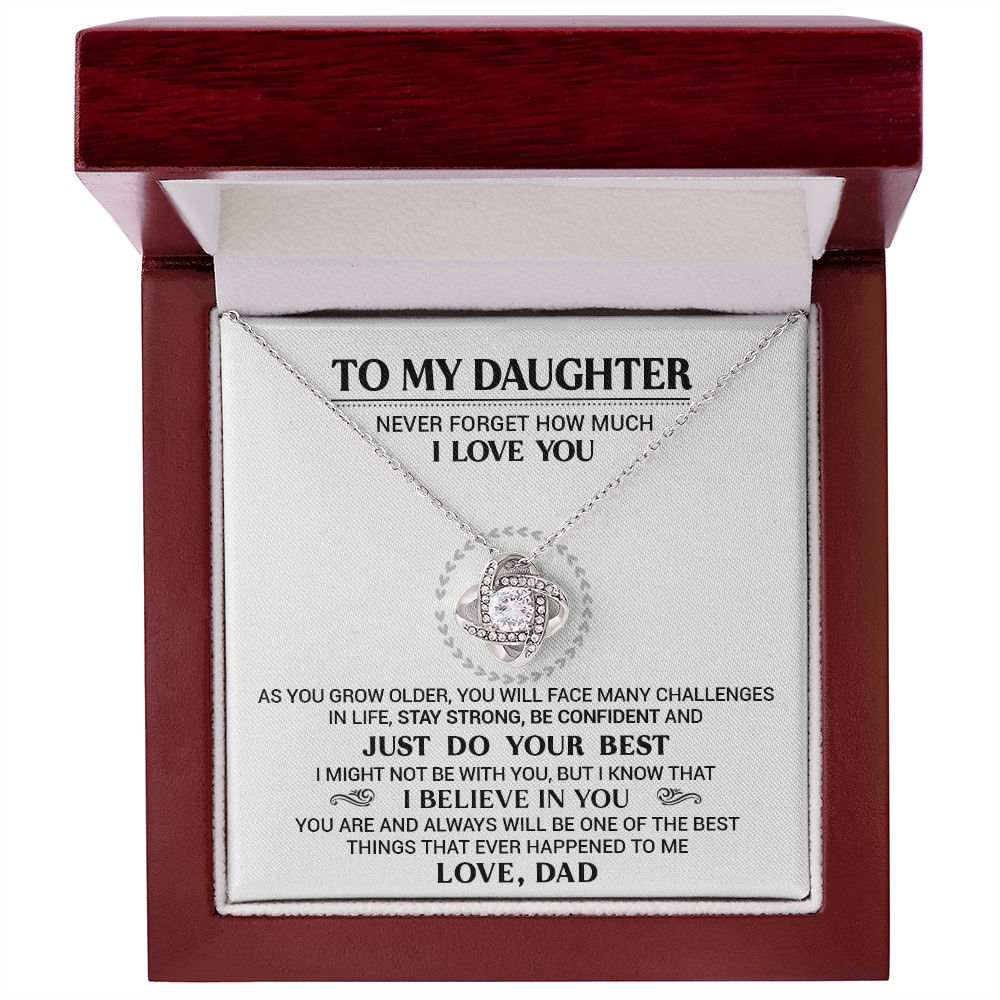 To My Daughter - I Believe In You - Love Knot Necklace