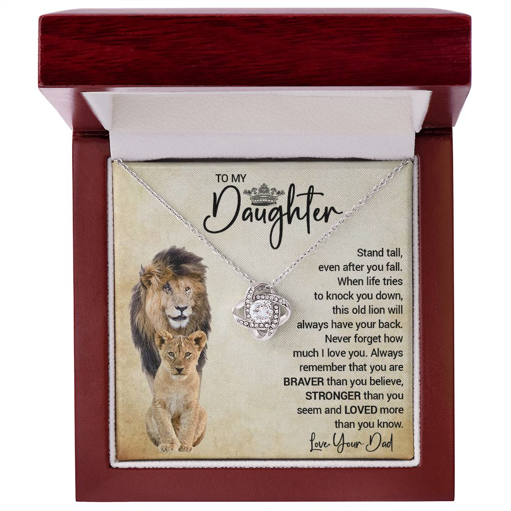 To My Daughter - Stand Tall Even After You Fall - Love Knot Necklace