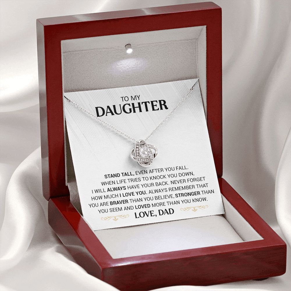 To My Daughter - Stand Tall - Love Knot Necklace