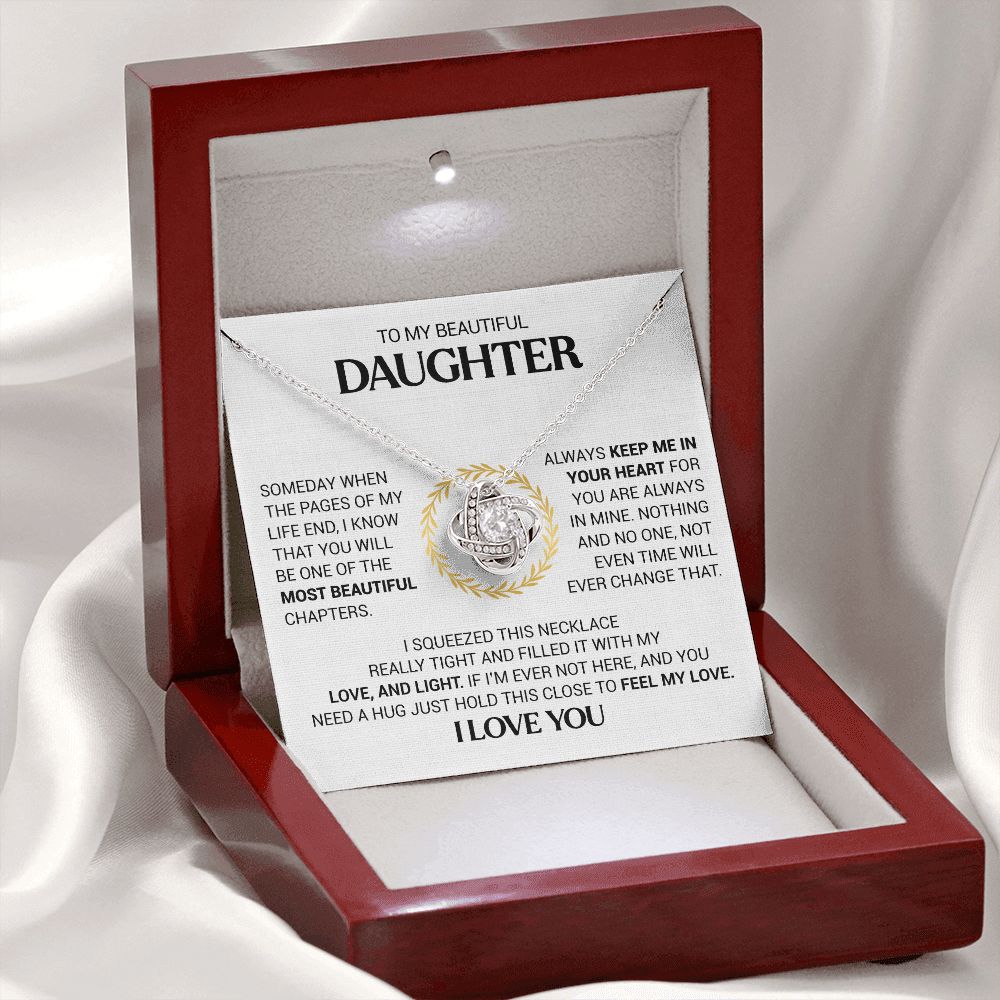 To My Beautiful Daughter - Always Keep Me In Your Heart - Love Knot Necklace