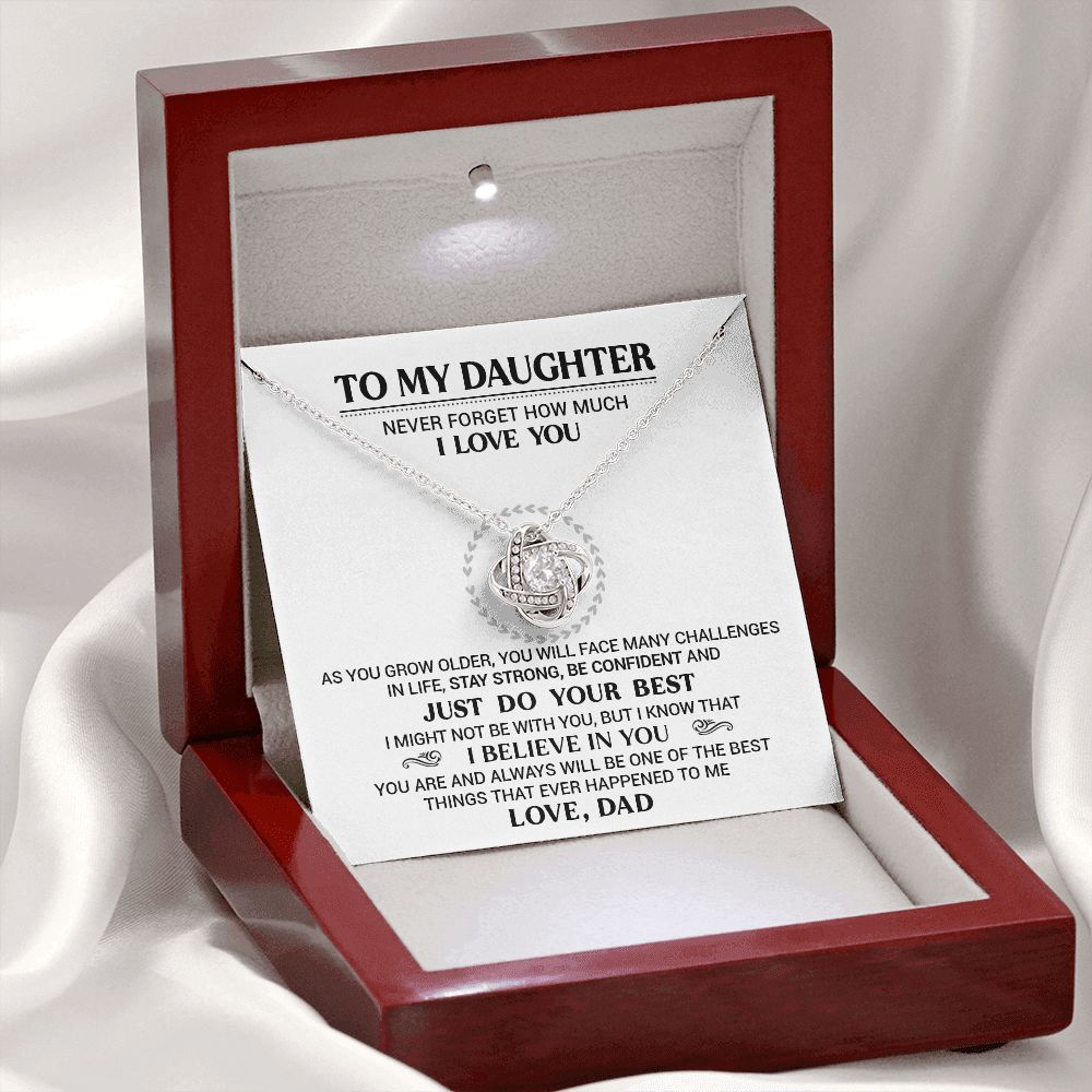 To My Daughter - I Believe In You - Love Knot Necklace